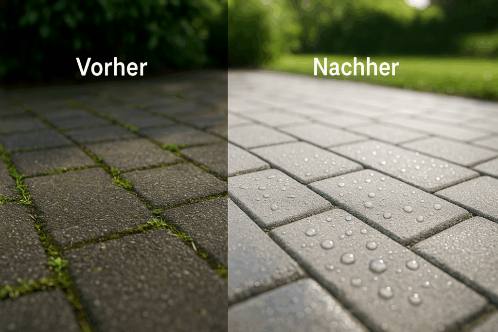 Hofeinfahrt / Steinreinigung in Karlsruhe / Pflasterstein